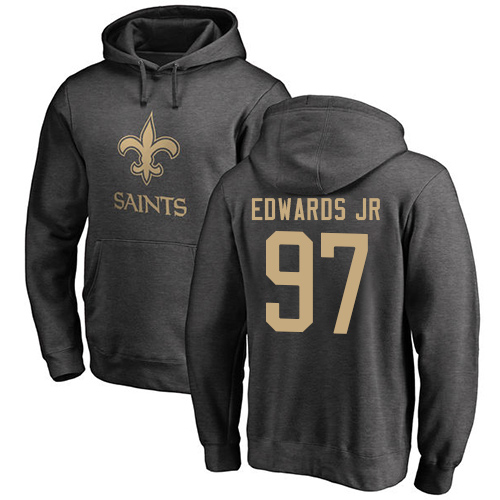 Men New Orleans Saints Ash Mario Edwards Jr One Color NFL Football #97 Pullover Hoodie Sweatshirts